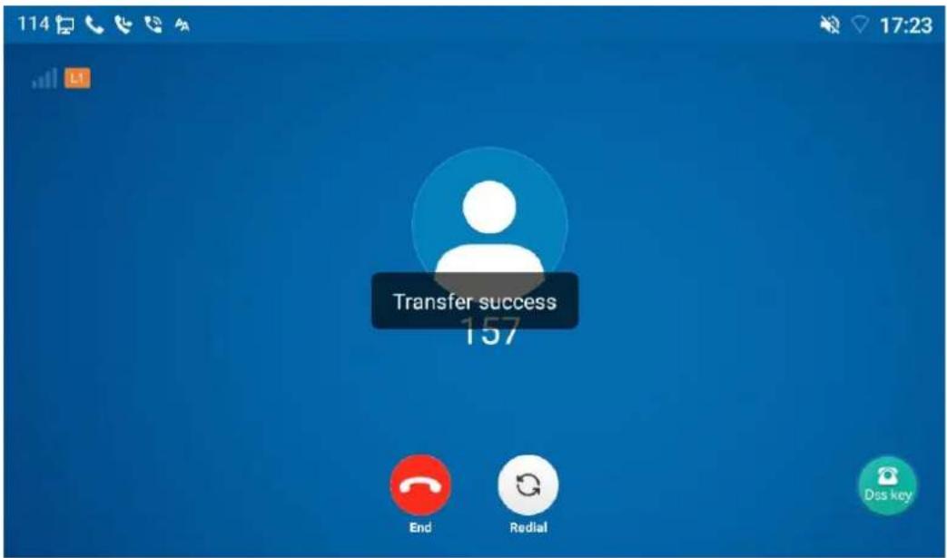 114 17:23 Transfer success 157 End Redial Dss key