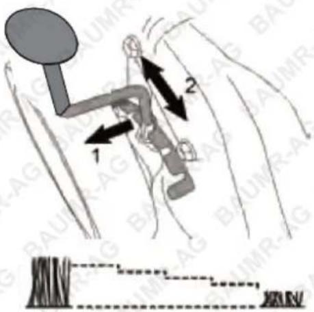 Diagram illustrating a mechanical or robotic device with labeled parts and directional arrows, likely from an engineering or medical context.