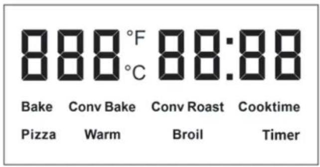 888°F Bake Conv Bake Conv Roast Cooktime Pizza Warm Broil Timer