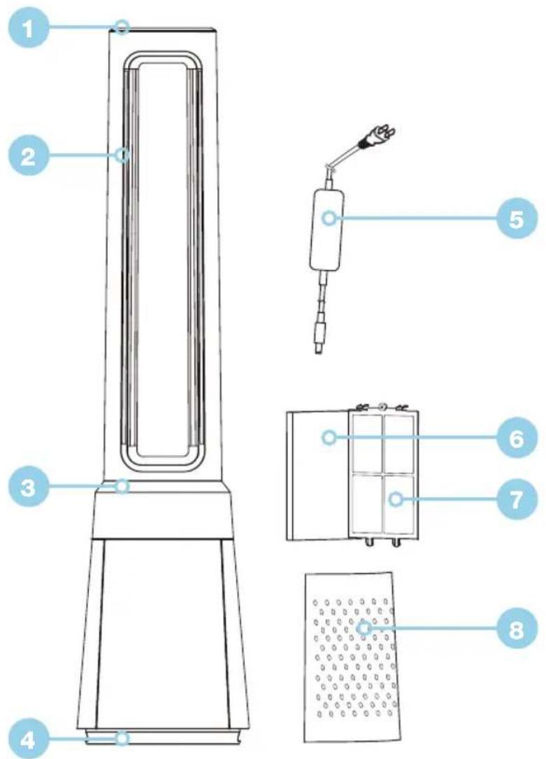 Technical diagram of a vacuum tube with labeled components including base, housing, and sensor device