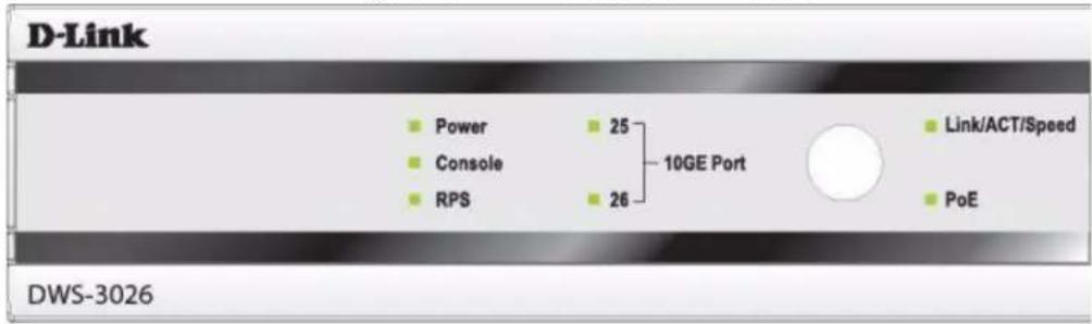 D-Link Power 25 Console 10GE Port RPS 26 Link/ACT/Speed PoE DWS-3026