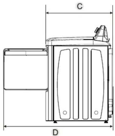 KENMORE 79162 - Minimum clearances between the dryer and adjacent walls or other surfaces: - 2