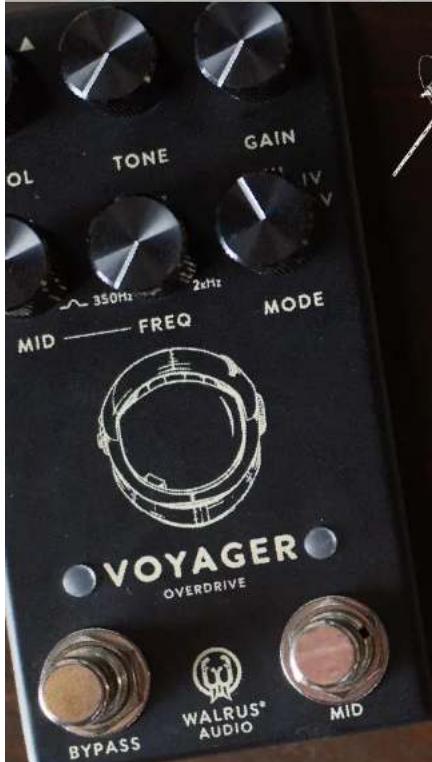 TONE GAIN OL 350Hz 2kHz MID — FREQ MODE VOYAGER OVERDRIVE BYPASS WALRUS® AUDIO MID