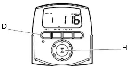 MONTH YEARDATE 1 16 SET PROG ON/OFF D H