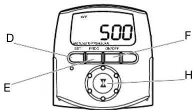 OFF 500 MOTOMETHYBRASSUM SET PROG ON/OFF D F E H