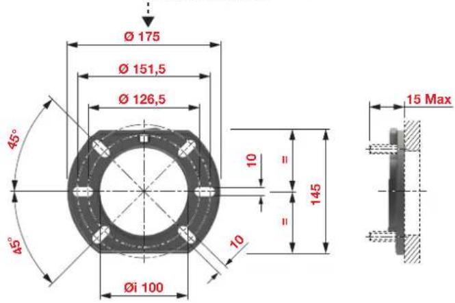 Ø 175 Ø 151,5 Ø 126,5 45° 45° Øi 100 10 II II 145 15 Max