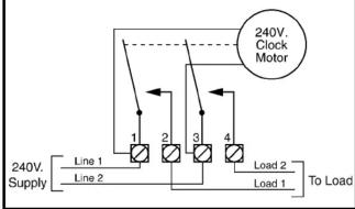 240V. Clock Motor 1 2 3 4 240V. Supply Line 1 Line 2 Load 2 To Load Load 1