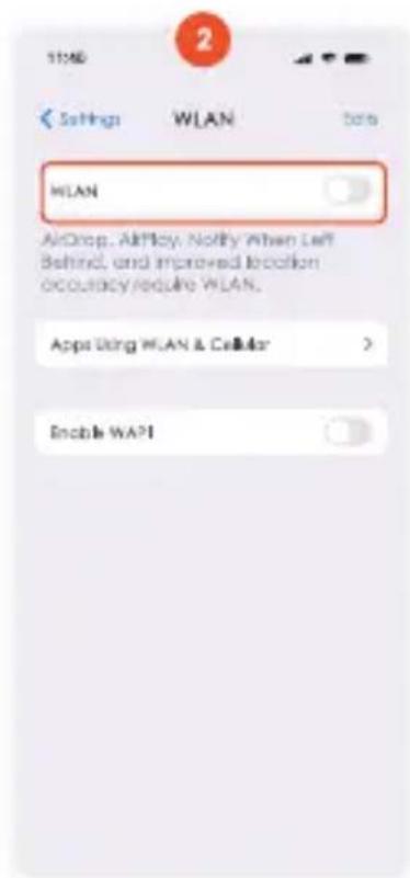 11:40 Settings WLAN Data WLAN AirDrop, AirPlay, Notify When Left Behind, and Improved location accuracy require WLAN. App Using WLAN & Cellular > Enable WIFI