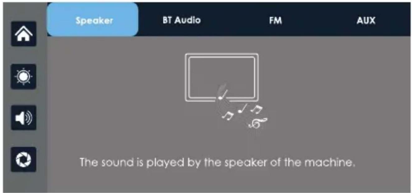 Speaker BT Audio FM AUX The sound is played by the speaker of the machine.