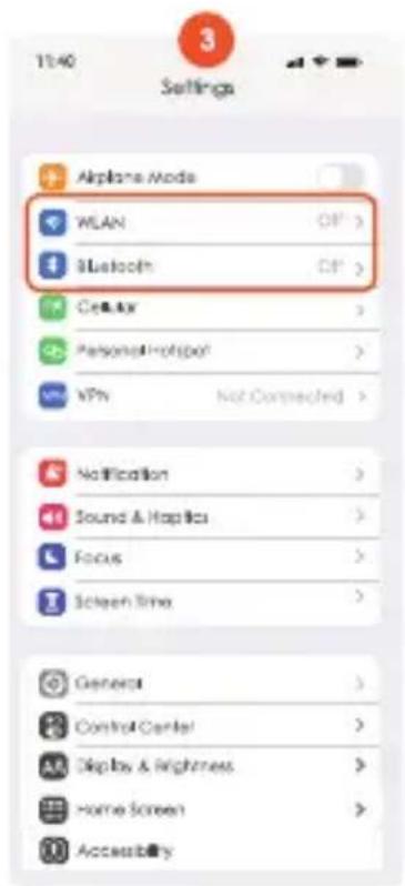 11:40 Settings Airplane Mode WLAN Bluetooth Cellay Personal Hotspot VPN Not Connected > Notification > Sound & Graphics > Focus > Screen Time > Genera > Control Center > Display & Higiness > Home Screen > Accessibility