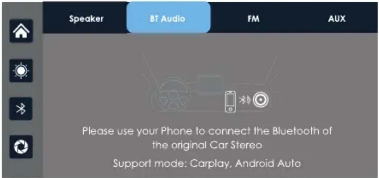Speaker BT Audio FM AUX Please use your Phone to connect the Bluetooth of the original Car Stereo Support mode: Carplay, Android Auto
