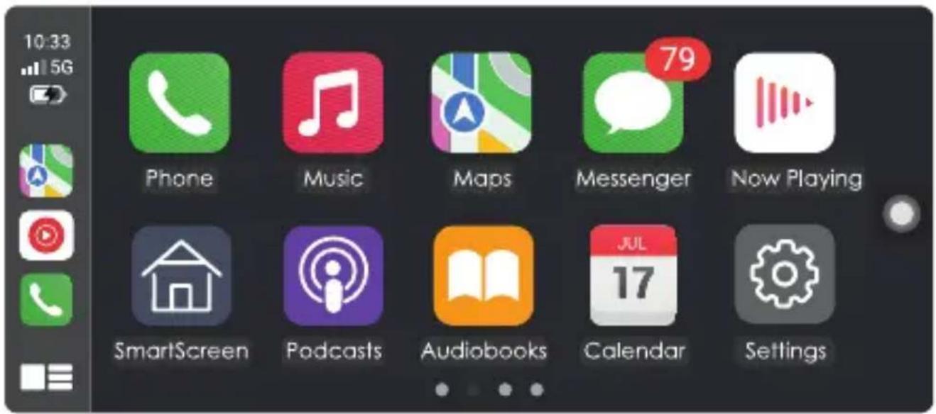 10:33 5G Phone Music Maps Messenger Now Playing SmartScreen Podcasts Audiobooks Calendar Settings