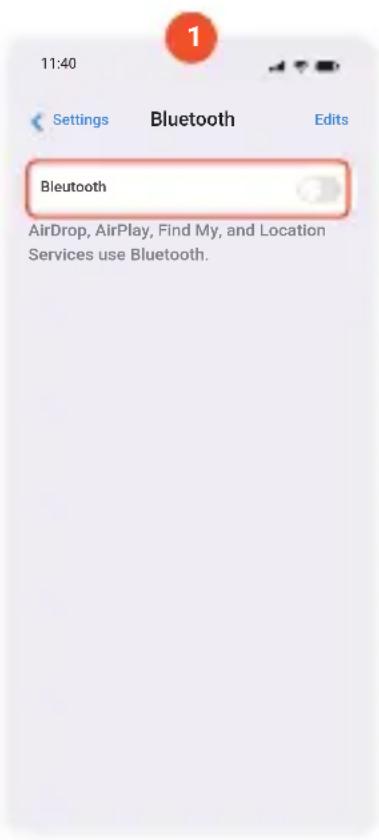 11:40 Settings Bluetooth Edits Bluetooth AirDrop, AirPlay, Find My, and Location Services use Bluetooth.