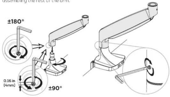 ±180° 0.16 in (4mm) ±90° assembling the rest of the arm.