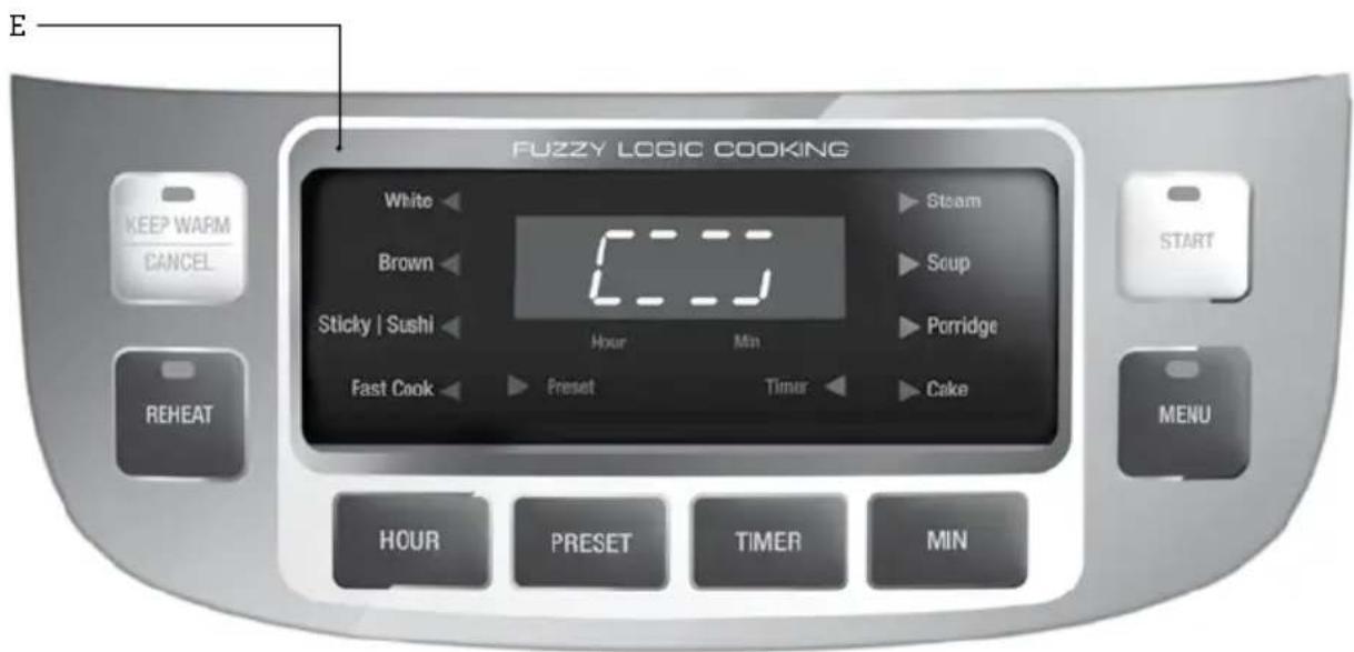 FUZZY LOGIC COOKING White Brown Sticky | Sushi Fast Cook HOUR PRESET Steam Soup Porridge Timer Cake START REHEAT MENU