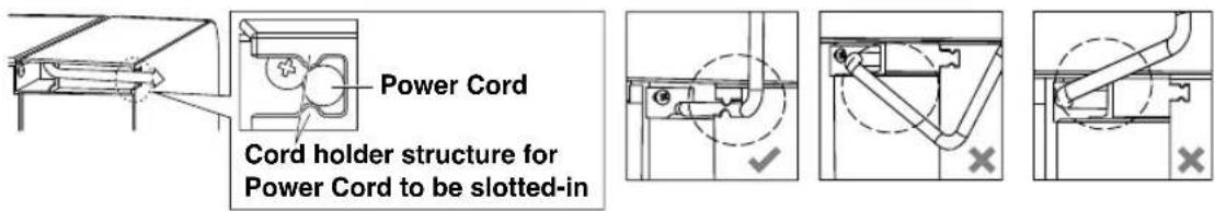 Power Cord Cord holder structure for Power Cord to be slotted-in