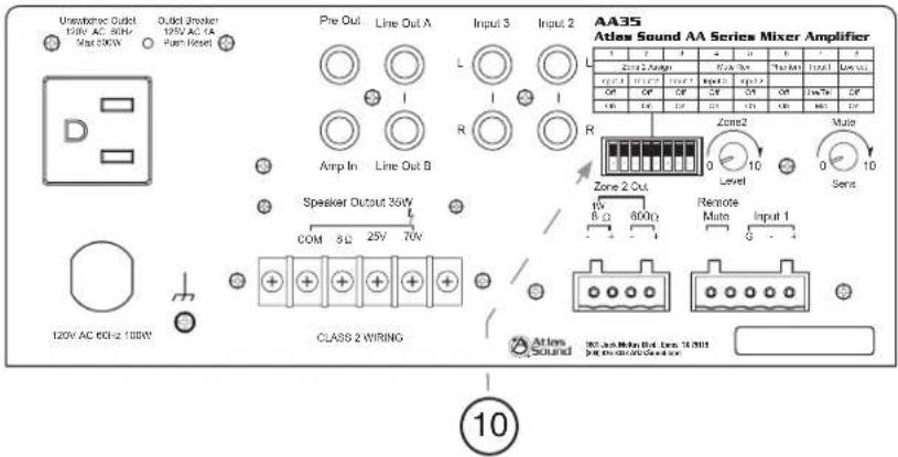 Unsotomoc Outlet 15kV AC 80Hz Sag-ONW Outlet Breaker 15kV AC 1A Pain Input Pre Out Line Out A Input 3 Input 2 AA35 Atlas Sound AA Series Mixer Amplifier L Zone 2 Output R Line 2 Line 3 Line 4 Line 5 Line 6 Line 7 Line 8 Line 9 Line 10 Line 11 Line 12 Line 13 Line 14 Line 15 Line 16 Line 17 Line 18 Line 19 Line 20 Line 21 Line 22 Line 23 Line 24 Line 25 Line 26 Line 27 Line 28 Line 29 Line 30 Line 31 Line 32 Line 33 Line 34 Line 35 Line 36 Line 37 Line 38 Line 39 Line 40 Line 41 Line 42 Line 43 Line 44 Line 45 Line 46 Line 47 Line 48 Line 49 Line 50 Line 51 Line 52 Line 53 Line 54 Line 55 Line 56 Line 57 Line 58 Line 59 Line 60 Line 61 Line 62 Line 63 Line 64 Line 65 Line 66 Line 67 Line 68 Line 69 Line 70 Line 71 Line 72 Line 73 Line 74 Line 75 Line 76 Line 77 Line 78 Line 79 Line 80 Line 81 Line 82 Line 83 Line 84 Line 85 Line 86 Line 87 Line 88 Line 89 Line 90 Line 91 Line 92 Line 93 Line 94 Line 95 Line 96 Line 97 Line 98 Line 99 Line 100 AMP In Line Out B Speaker Output 35kV COM SΩ 25V T0V CLASS 2 WIRING ATTON Sound Mdn Main Bal. Term TA N013 Pin: Emission/Transmission