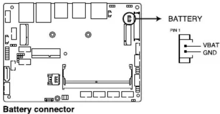 BATTERY PIN 1 VBAT GND Battery connector