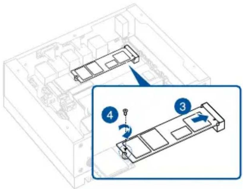 Technical diagram showing a device with labeled components and a numbered step indicator for assembly or repair.