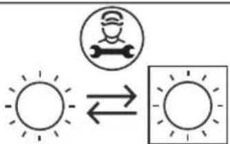 Weather icon showing sun and car with directional arrow, indicating solar or wind direction