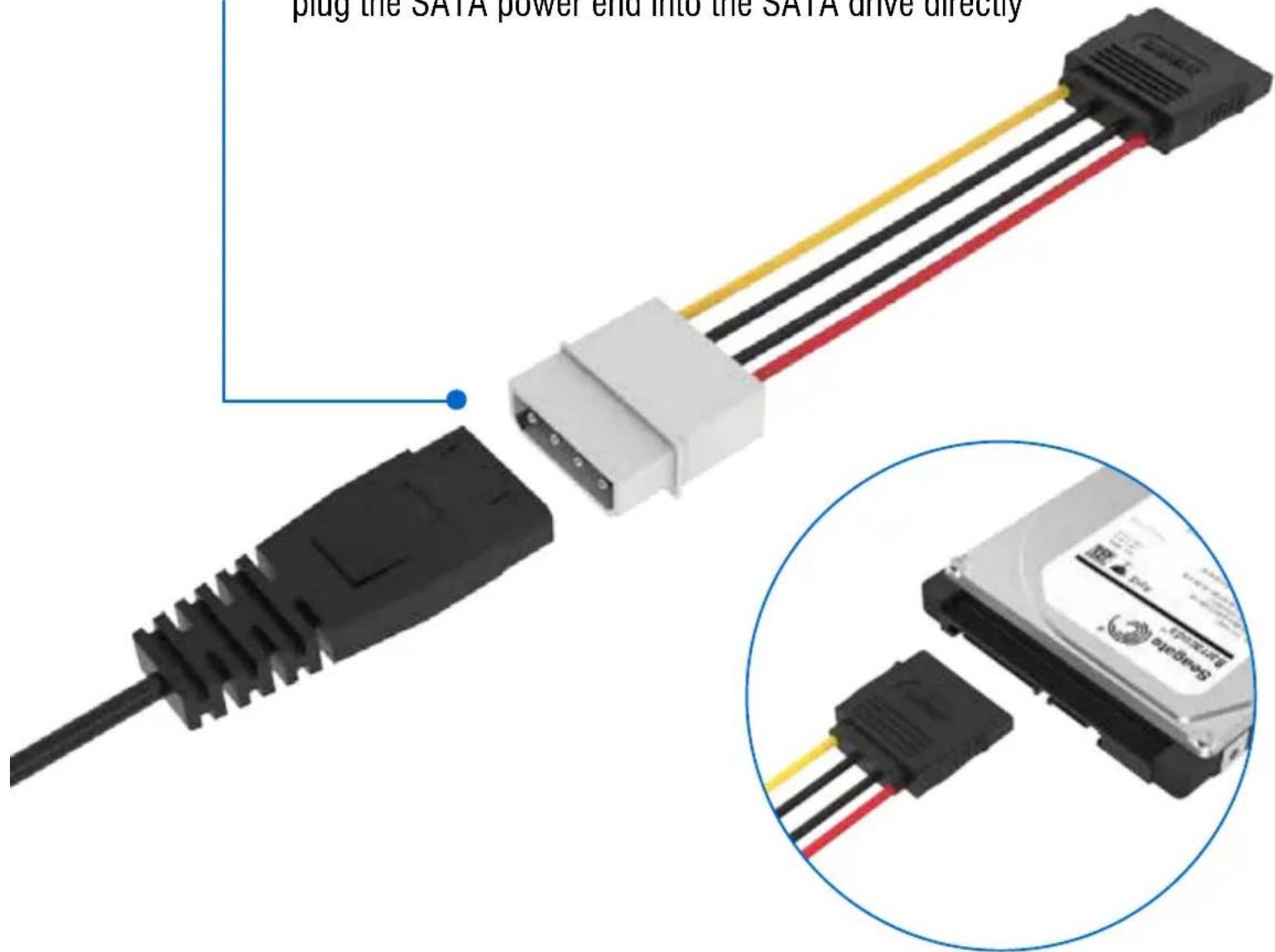 plug the SATA power end into the SATA drive directly SATA