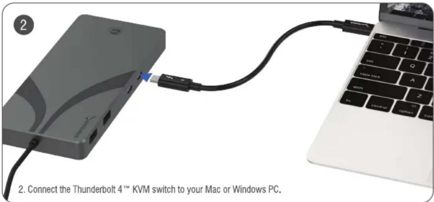 2. Connect the Thunderbolt 4™ KVM switch to your Mac or Windows PC.