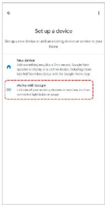 Set up a device Set up a new device or add an existing device or service to your home New device Add something new, like a Chromecast, Google Nest speaker or display on a carrier device, Including those labelled Scamless Setup with the Google Home App. Works with Google Link one of your existing devices or services, such as connected light bulbs or plugs