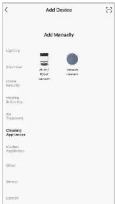 Add Device Add Manually Lighting Electrical Home Security Heating & Cooling Air Treatment Cleaning Appliances Kitchens Appliances Other Sensor Garden