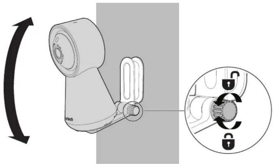 Diagram illustrating a device's internal mechanism with an arrow indicating rotational motion and a close-up of the lock mechanism.