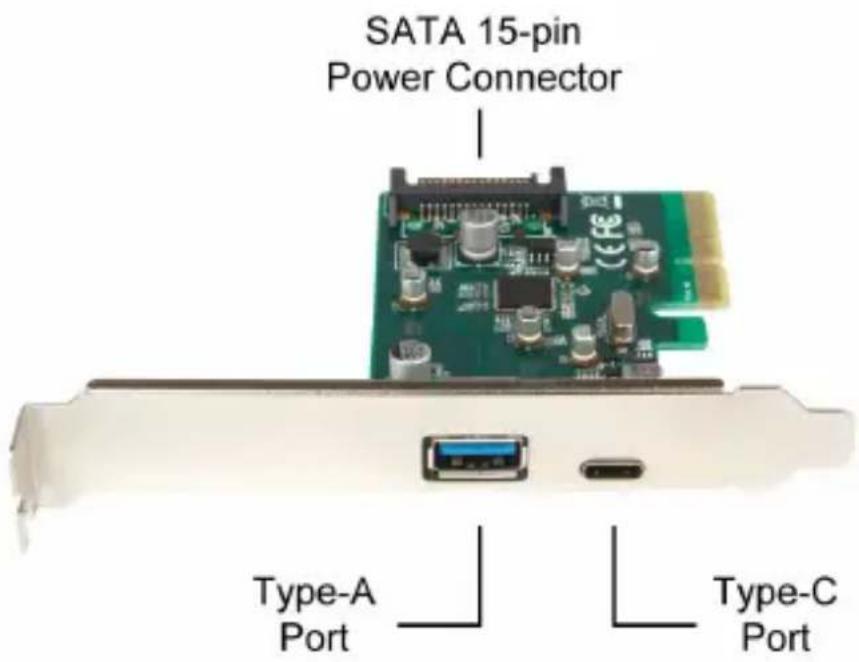 SATA 15-pin Power Connector Type-A Port Type-C Port