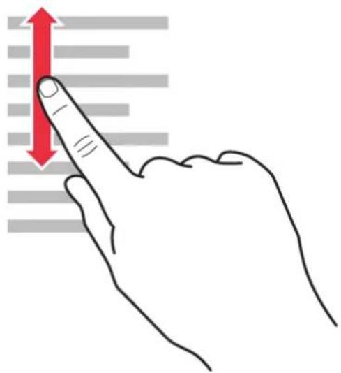 Diagram showing a hand pointing to a finger with a red upward arrow indicating vertical motion or movement, overlaid on horizontal lines.