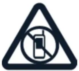 Traffic warning sign indicating no phone usage in a triangular area