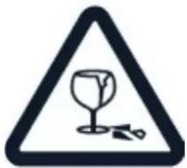 Warning sign depicting a wine glass with a broken piece, indicating hazardous or hazardous substance.