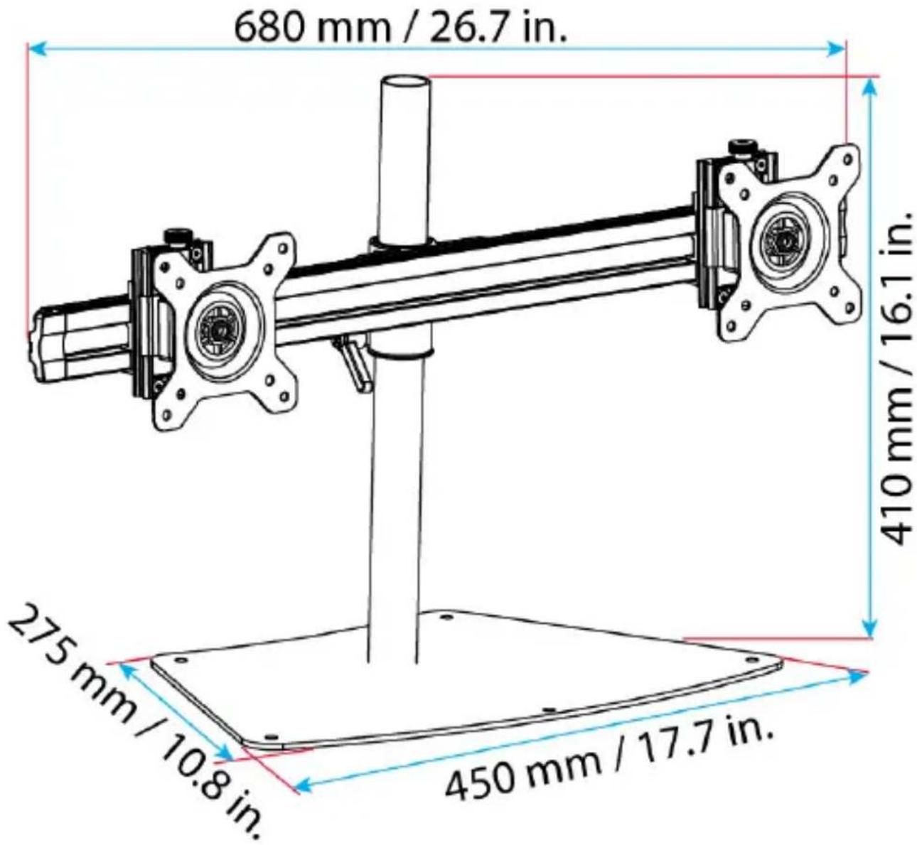 680 mm / 26.7 in. 410 mm / 16.1 in. 275 mm / 10.8 in. 450 mm / 17.7 in.