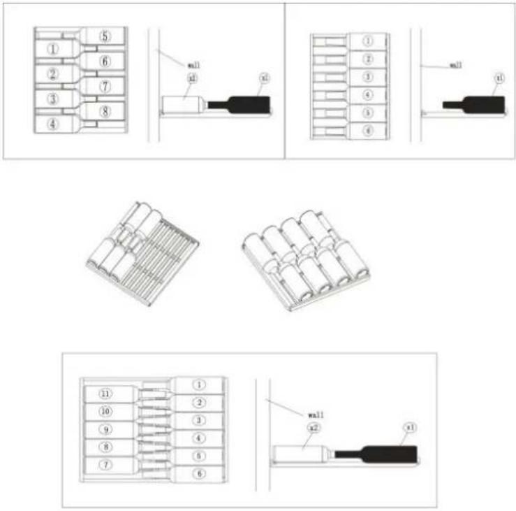 Lanbo LW328DD - Placement and storage of wines Several common layouts of wines: - 1