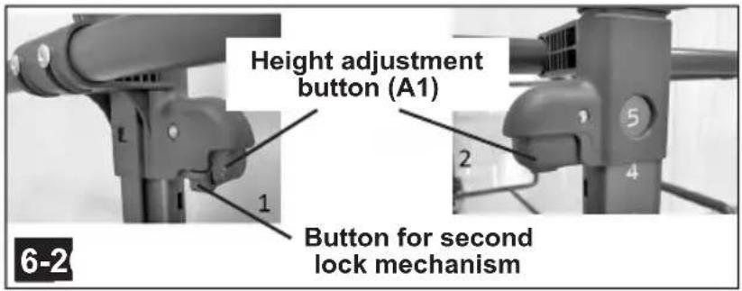 Height adjustment button (A1) Button for second lock mechanism 6-2