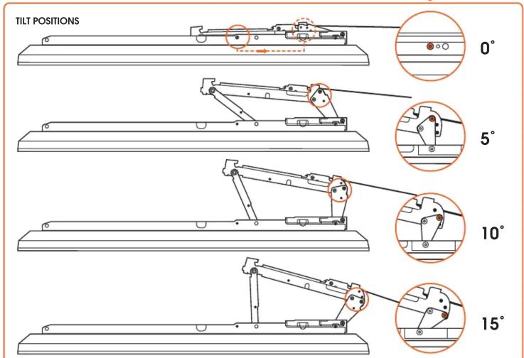 TILT POSITIONS 0° 5° 10° 15°