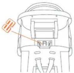 Technical diagram of a mechanical component with labeled parts and an arrow pointing to a feature.