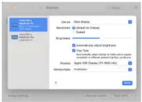 Display VisualXds Macintosh Pro Microsoft Visual Basic XDS Pro VisualXds Macintosh Pro 12/07/2017 Live as: Mem display Resolution: Default for Display Scaled Brightness: Automatically adjust brightness. True Time Non-optimally adjust brightness to make specific super correlated to different ambient lighting variations. Pressor: Apple XDR Display (PS-1693 mHz) Refresh Rate: Promotion ? Done Display Settings... Unreal Control... Right Shift...