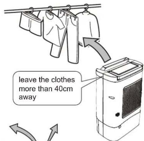 leave the clothes more than 40cm away