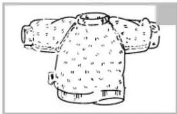 Line drawing of a T-shirt with pleated collar and side ribs (no text or symbols)