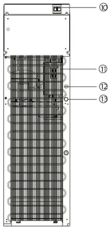 Technical diagram of a server rack with numbered components labeled 10, 11, 12, and 13.