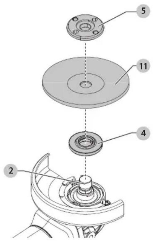 Technical diagram of a mechanical assembly with numbered components, likely illustrating a gear or bearing mechanism.