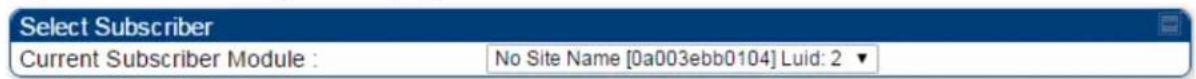Select Subscriber Current Subscriber Module : No Site Name [0a003ebb0104] Luid: 2 ▼