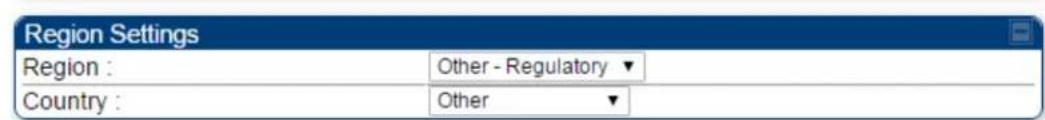 Region Settings Region : Other - Regulatory ▼ Country : Other ▼