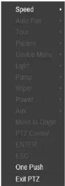 Speed Auto Pan Tour Pattern Device Menu Light Pump Wiper Power Aux Move to Origin PTZ Control ENTER ESC One Push Exit PTZ