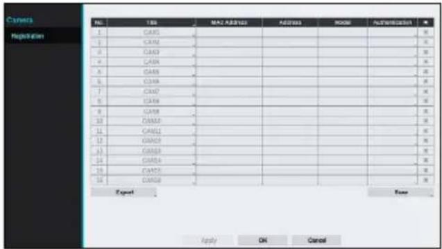 Curners Registration No. Title MAX ADDRESS ADDRESS MODEL ADMINISTRATION 1 CAES 2 CAS 3 CAS 4 CAS 5 CAS 6 CAS 7 CAS 8 CAS 9 CAS 10 CAS 11 CAS 12 CAS 13 CAS 14 CAS 15 CAS Export Tone Apply OK Cancel