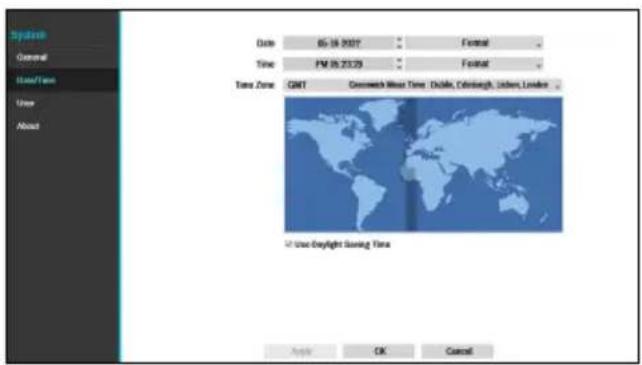 System General State/Time User About Date: 05-18/2027 Time: PM 36:23:29 Time Zone: GMT Comewhere Mean Time: Double, Edinburgh, London, London At Use Daylight Saving Time Apple OK Cancel
