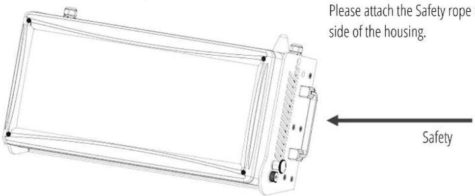 Please attach the Safety rope side of the housing. Safety