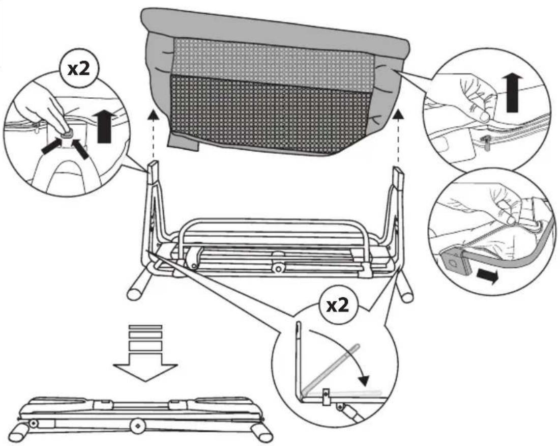 Diagram illustrating the step-by-step installation of a car seat frame using a sliding mechanism, with labeled parts and directional arrows.